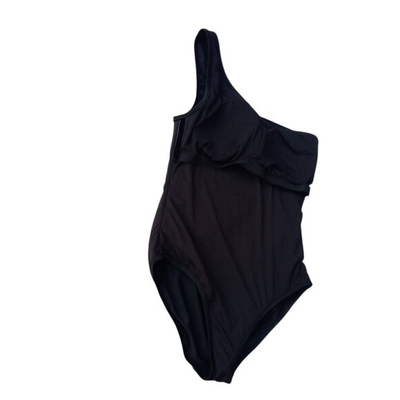 J Crew swimsuit black one shoulder ruched sz M NEW - Picture 7 of 12